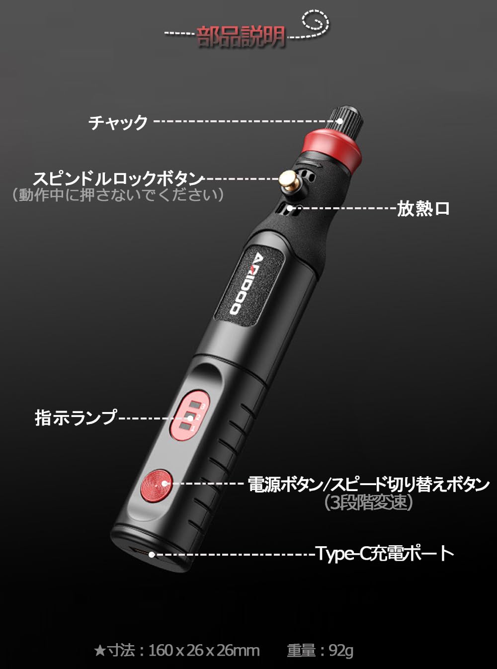 Amazon | ミニルーター 4.2V 小型リューター 29pcs コンパクトルーター