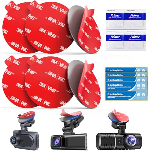 volport Klebepads Doppelseitig Extra Stark: Rund 6St 56 mm Hitzebeständig Wasserfeste Ersatz Montage Klebe Pads mit 4St Haftvermittler für Dashcam, Handyhalterung, Innen & Außen