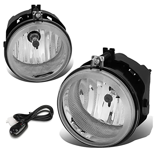 Auto Dynasty Driving Fog Lights Lamps with Switch Compatible with Dodge Charger Challenger Patriot Sebring, Driver and Passenger Side, Clear Lens