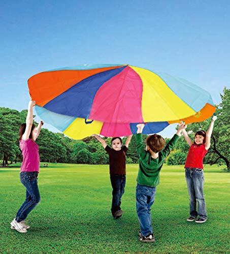 image for SPINFOX 10ft Multicolored Play Parachute with Handles for Kids - Indoo