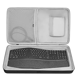 Teclado K860 Geekria Funda rígida para teclado de viaje, compatible con teclado ergonómico inalámbrico Logitech ERGO K860, ERGO K860 y MX Master 3S Mouse Case Combo (gris oscuro)