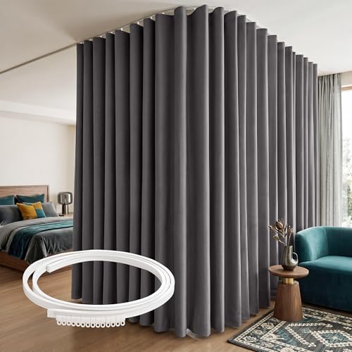RYB HOME Extra Wide Room Divider Curtains with Flexible Silent