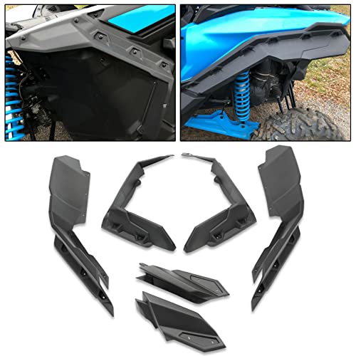 ECOTRIC Front & Rear Fender Flare Mud Guard Compatible with 2017-2021 Can Am Maverick X3 Max RR Maverick 1000 Extended Mud Flaps Extensions 6 Piece Complete Set