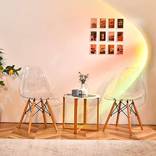 Moccha Dining Chairs Set Of 4, Dining Side Chairs W/Beech Wood Legs In Clear, Modern Mid Century Transparent Dining Dsw Chairs For Kitchen, Living Room #TOP5