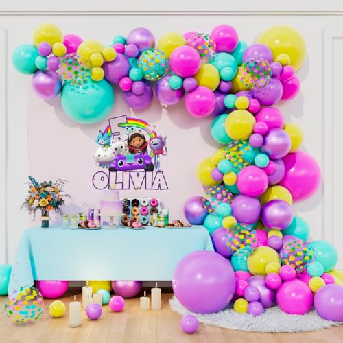 Pink Purple Blue Balloon Arch Garland Kit for Kids Girls Magic Mo...