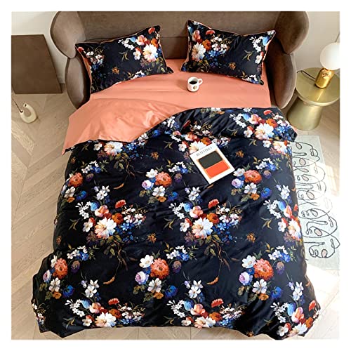 XYZMDJ Juego de ropa de cama con estampado multic de color algodón suave rey king juego (Color : A, Size : Queen size 4pcs) Cover