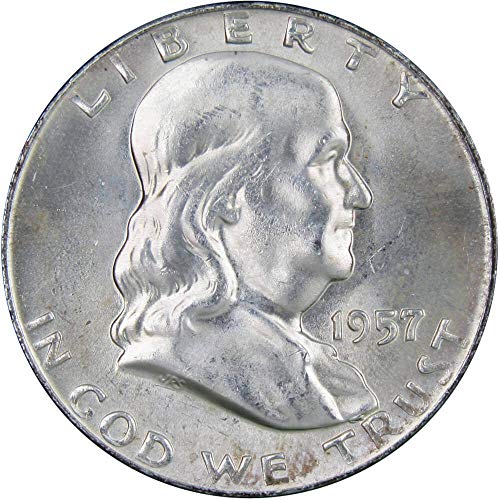 1957 D Franklin Half Dollar BU Uncirculated Mint State 90% Silver...