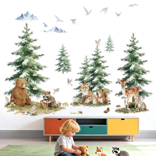 Amimagen Animal Wall Decals for Nursery: Removable 95%+ No-Residue - Peel and Stick Four-Step Application - Vinyl Wall Stickers for Baby 1-12 Years
