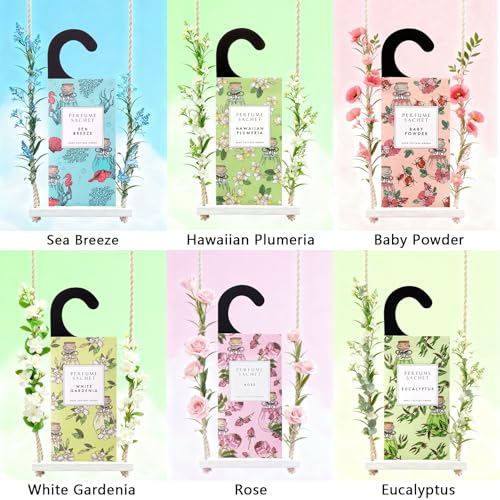 ROSE COTTAGE Large 12 Packs Peppermint Hanging Closet Deodorizer Air Freshener Long Lasting Scented Sachets Smell Goods for House