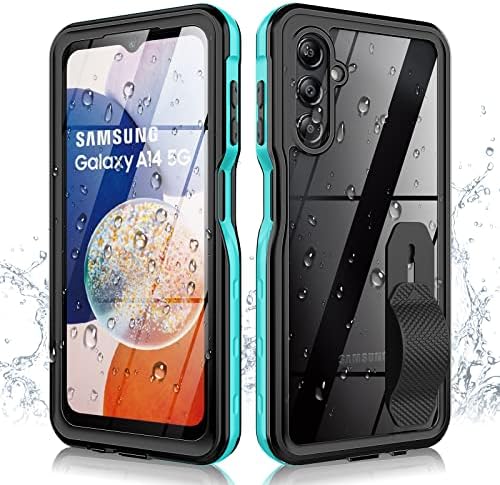 Samsung Galaxy A14 5G Phone Case, Waterproof Case with Built-in Screen Protector & Cell Phone Ring Holder, Full Body Shockproof Rugged Heavy Duty Protection Cover for Samsung A14 5G Blue