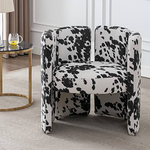 Chairus Modern Dining Chairs Set Of 2 Unique Velvet Barrel Chairs Cute Comfy Upholstered Accent Chair For Living Room/Bedroom/Reception, Cow #TOP1