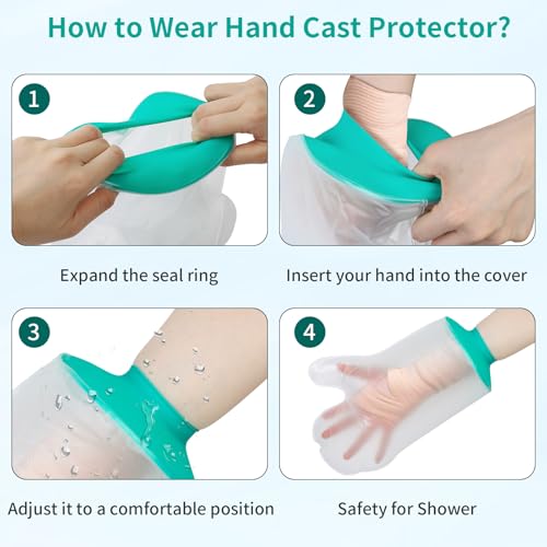 SUPERNIGHT Waterproof Hand Cast Cover for Shower Adult, Hand Cover for Shower After Surgery, Bath Watertight Wrist Wound Protector Resuable Bandage Sleeve Bags for Broken Hand, Wrist, Fingers