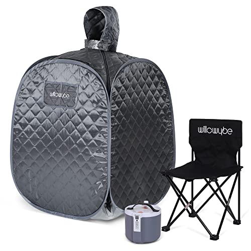 Portable Personal Steam Sauna Home Spa, an Person Steam Sauna with Chair, Steamer and Body Tent, Gray Man