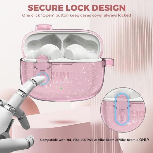 Compatible with JBL Vibe 200TWS/JBL Vibe Beam/Beam 2 Case Cover Clear Lock Clip with Cleaner Kit, Transparent TPU Protective Cover Men Women with Carabiner for JBL Vibe Beam 2 Charging Case by OTOPO - Image 4