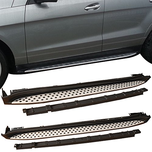 Running Board Compatible with 2007-2012 Mercedes Benz X164 GL-Class, Factory Style Aluminum Black & Silver Side Step Bars Extensions by IKON MOTORSPORTS, 2008 2009 2010 2011