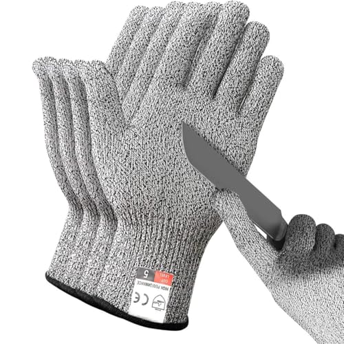 2 pares de guantes anticorte talla M, suaves y transpirables, nivel de protección 5, guantes anticorte, guantes de trabajo