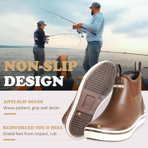 NEW VIEW Waterproof Deck Boots for Men, Non-Slip Rubber Boat Boots, 6 Inch Ankle Neoprene Fishing Boots for Boat Dock3