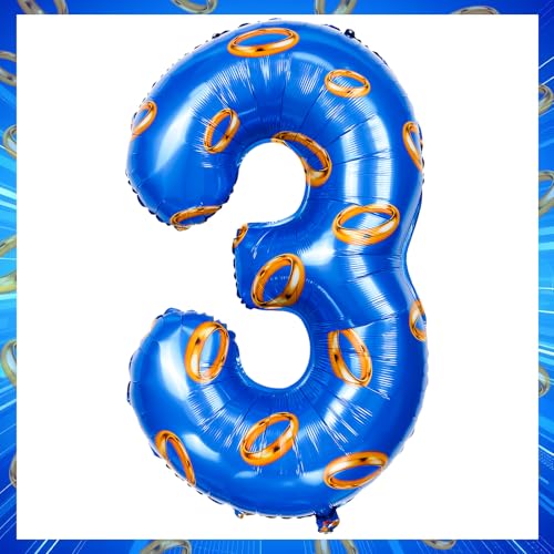 Image of Number 40 Inch Blue and Gold Ring Balloon Birthday Number Decoration Aluminum Film Balloon Suitable for Boys and Girls Blue Theme Party Cartoon Party Decoration Supplies (3)