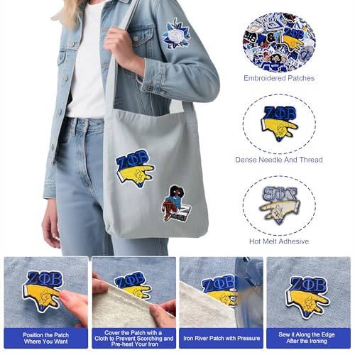 Xandova 21 Pcs Sorority Iron on Patches, AKA Sorority Embroidered Applique Sew on Patches for Clothes Hats Backpacks Jackets T-Shirt — view 4