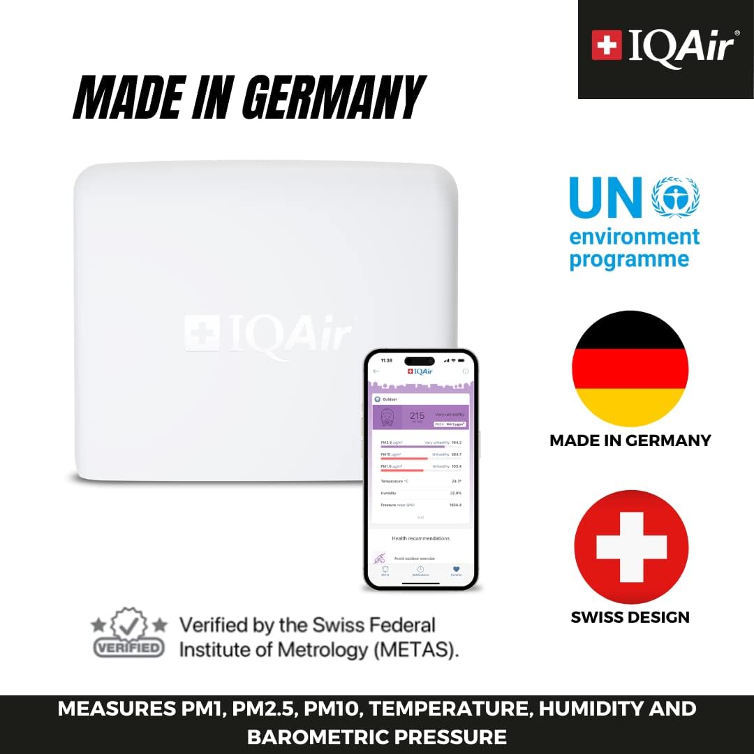 IQAir AirVisual Air Quality Monitor Bundle, Swiss-Designed Indoor & Outdoor Sensors, Professional Grade Real-Time Air Quality Tracking