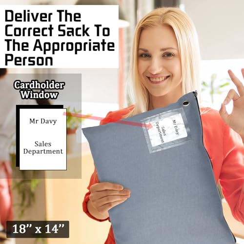 Humyoun 2 Pcs Interoffice Mailer Canvas Transit Sack Zipper Bag 18" x 14" Large Zipper Pouch with Grommet Interoffice Mail Bag (Gray) by Humyoun - Image 6