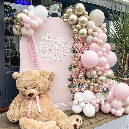 Image of We Can Bearly Wait Sign for Backdrop - Teddy Bear Themed Baby Party Banner Boy Girl Baby Shower Gender Reveal 1st Birthday Felt Letter Wall Decor Photography Background - White