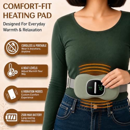 Image of BRONTIX Menstrual Pain Relief Heating Pad | Electric Period Cramp Massager