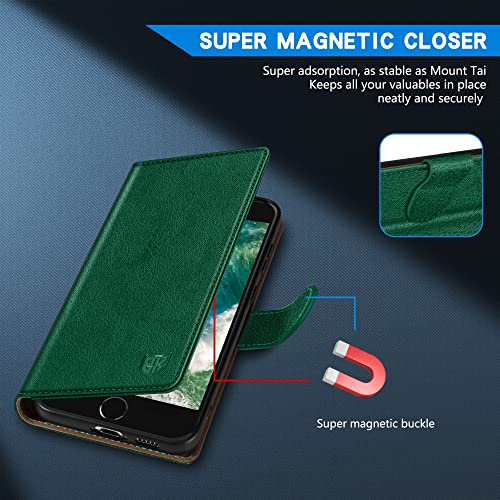 ZZXX for iPhone 7/8 Plus Wallet Case Magnetic Closure 5.5 inch,Green - image 3