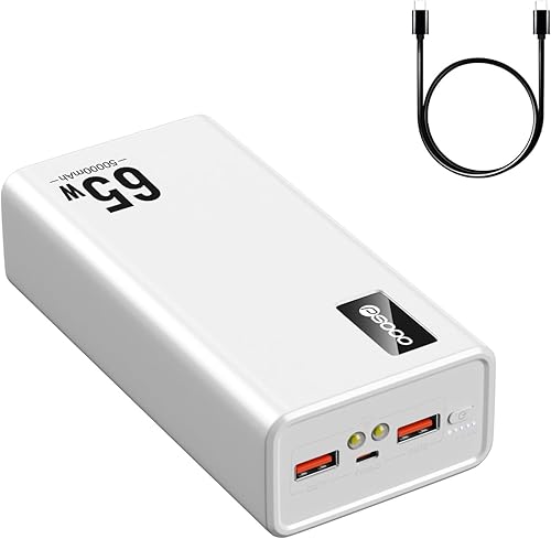 Cargador portátil de carga rápida de 50000 mAh, 65 W, USB C, compatible con MacBook Dell, PD banco de batería externa compatible con iPhone 1413,