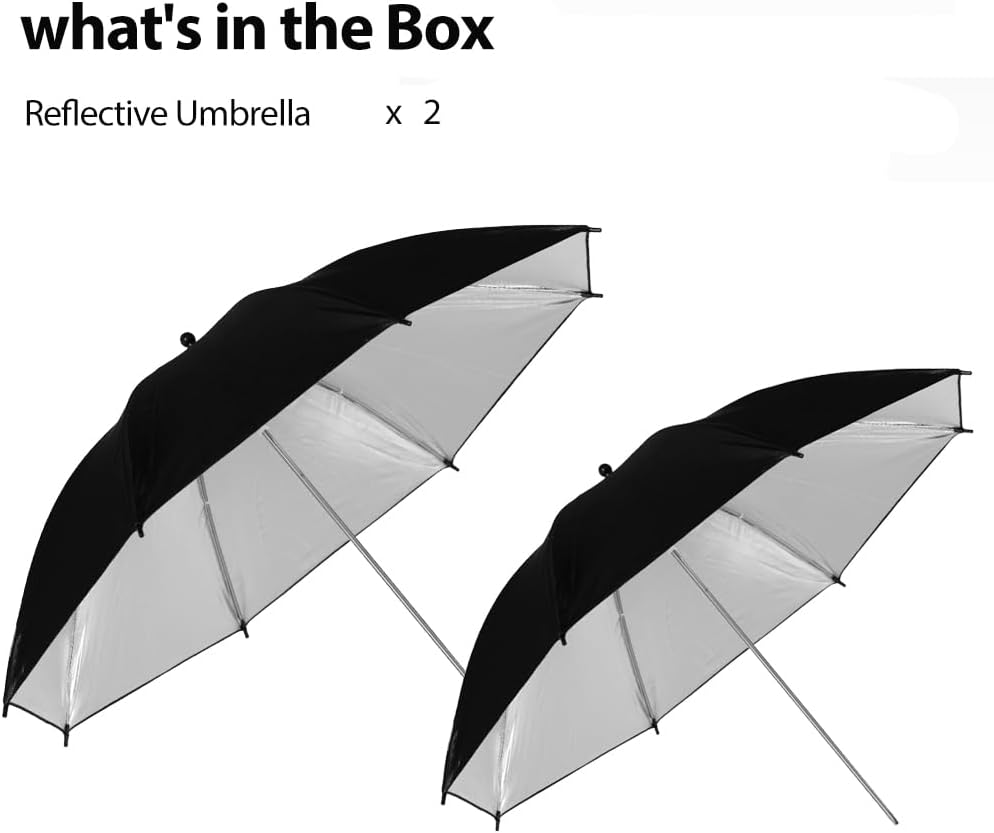 AMBITFUL 写真撮影用傘、43インチ ブラックシルバー反射傘、スタジオフラッシュ反射傘、アルミニウム強化バージョン スタジオ反