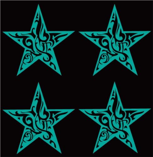 Tribal Stars Decal 3" X 3" Four Pack A061teal
