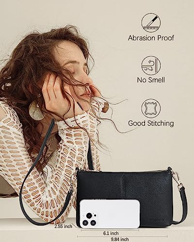 BOSTANTEN Small Crossbody Purse Leather Wristlet Purses for Women with Zipper Pocket Casual Clutch Bags4