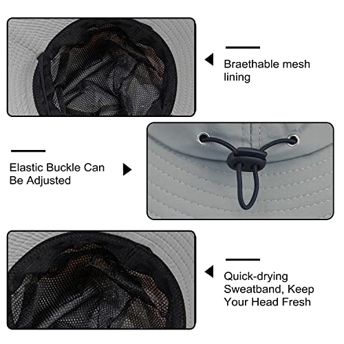 Epsoco Sun Hats For Men With Uv Protection Cooling Wide Brim Beach Hat For Women Foldable Mesh Safari Boonie Cap Fishing Bucket Hat Light Grey #TOP3