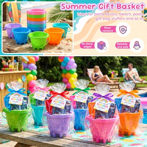 Didaey 30 Pcs Beach Buckets for Kids, Plastic Sand Pails for Boys and Girls, Sand Buckets for Beach, Sandbox, Pool, Gardening, Summer Party Favors (Warm Color) - image 6