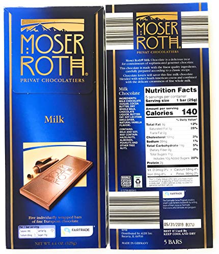 Moser Roth Premium Milk Chocolate bars (Pack of 2)