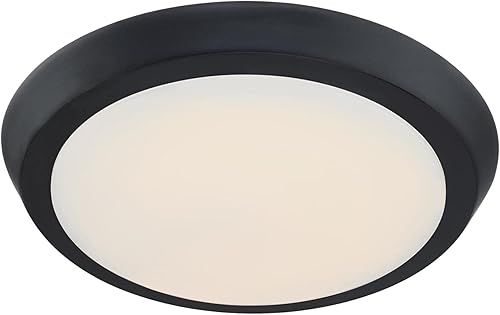 Miniatura 6 de Westinghouse 6117400 Lámpara de techo tradicional de una sola luz, 11 pulgadas y 20 vatios LED para interiores, acabado negro mate, pantalla acrílica