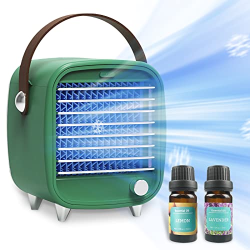 Mini Portable Air Conditioner, Personal Desk Air Conditioner Pure Chill Evaporative, Stepless Speed Control And Night Light, Small Air Conditioner For Bedroom Office Desktop -Green #TOP10
