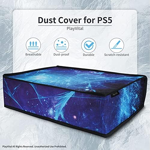 PlayVital Nylon Horizontal Dust Cover for ps5, Soft Neat Lining Dust Guard for ps5 Console, Anti Scratch Waterproof Cover Sleeve for ps5 Console Digital Edition & Disc Edition - Blue Nebula - 2