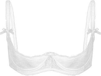 Womens Lace Lingerie 1/4 Cups Bare Exposed Breast Underwire Push Up Bra Tops Everyday Bra Brattle