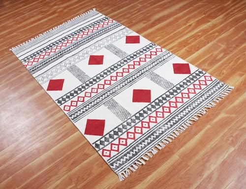 Tapis à tissage plat en coton robuste pour intérieur extérieur - 5