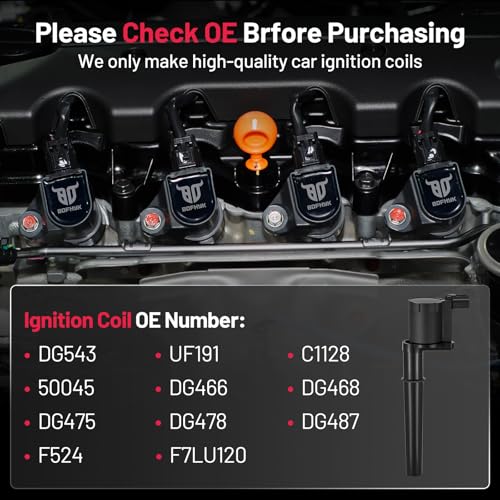 Image of BDFHYK Ignition Coil Packs Compatible with Avanti GT Mustang Aviator Blackwood Continental Mark VIII Navigator Marauder AIV Roadster Esperante Mangusta 4.6L 5.4L,Coil for DG543 UF191 C1128 Set of 8