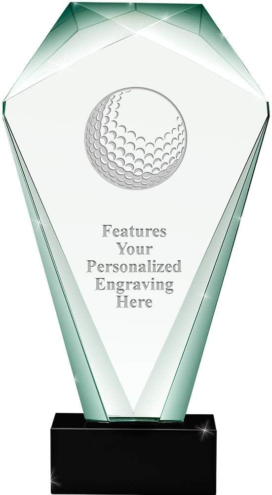 Crown Awards 11" Jade Shrine Personalized Crystal Award, Custom Engraved Trophy, Engraving Included
