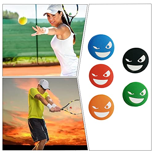 HuaangMaox Smile Face Shock Absorbers Soft Silicon Racket Dampeners Tennis Racket Vibration Dampeners for Men Women(5pcs)