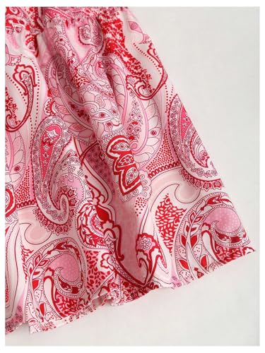 Women's Paisley Maxi Skirt Boho Printed Tiered Ruffle Elastic Waist A Line Flowy Long Skirts4