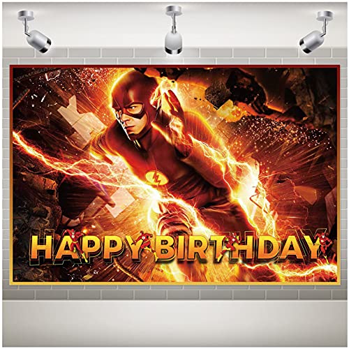 Flash Birthday Party Supplies, the Flash Party Supplies Birthday with 5*3ft Flash Background Backdrop Birthday Banner, Flash Party Supplies Birthday Boy Kids for Superhero Theme Party