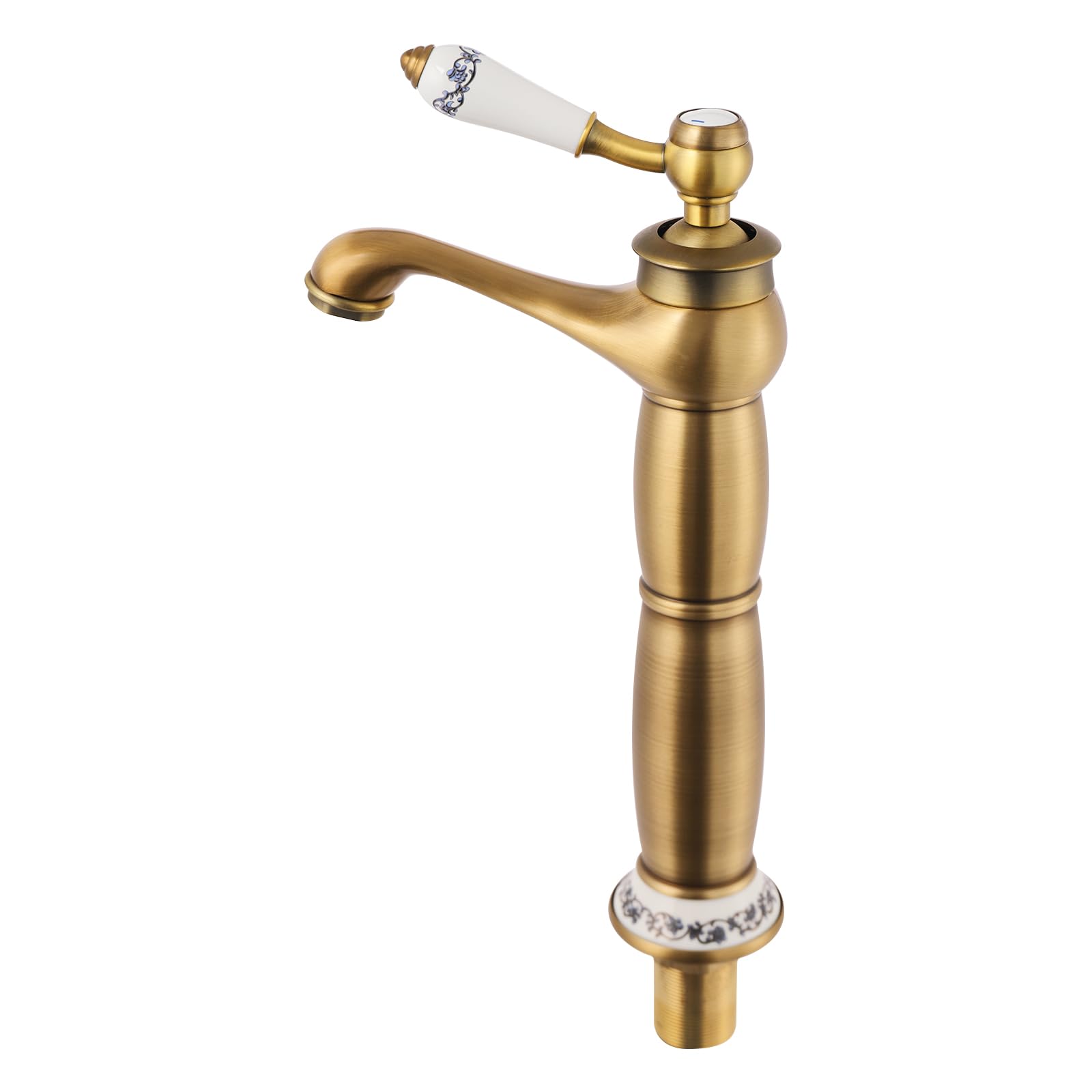 Robinet de salle de bain haut en laiton antique, rétro doré, mitigeur monocommande antique pour salle de bain, robinet de lavabo, eau froide et chaude