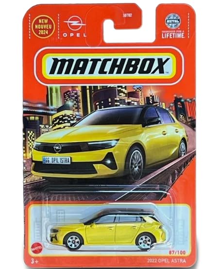 Matchbox 2022 Opel Astra Diecast Car, 1:64 Scale, Yellow