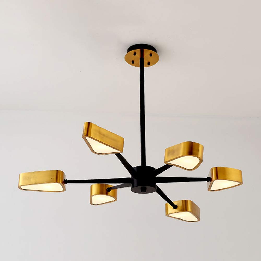 Lustre créatif à lampes triangulaires dorées avec corps en acier inoxydable galvanisé