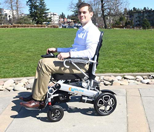 Innuovo Foldable Electric Power Wheelchair, Heavy Duty, Adjustable Speed for Outdoors or Indoors, Tall Backrest, Wide Seat, Fits any Car Trunk, Safe for Air Travel, Cover Bag Included, W5521 Silver - Thumbnail 4