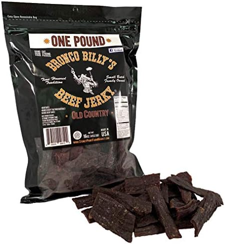 Bronco Billy's Beef Jerky Hickory Smoked Old Country One Pound Resealable Bag